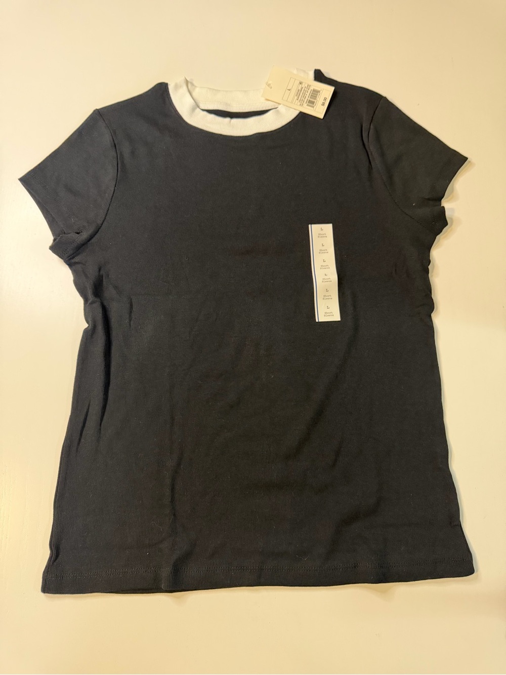 a new day Black Short-Sleeve Tee with White Crewneck - Picture 1 of 3